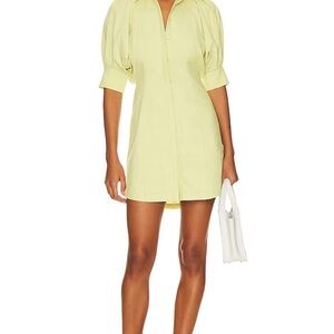 Green dress with puff sleeves REVOLVE